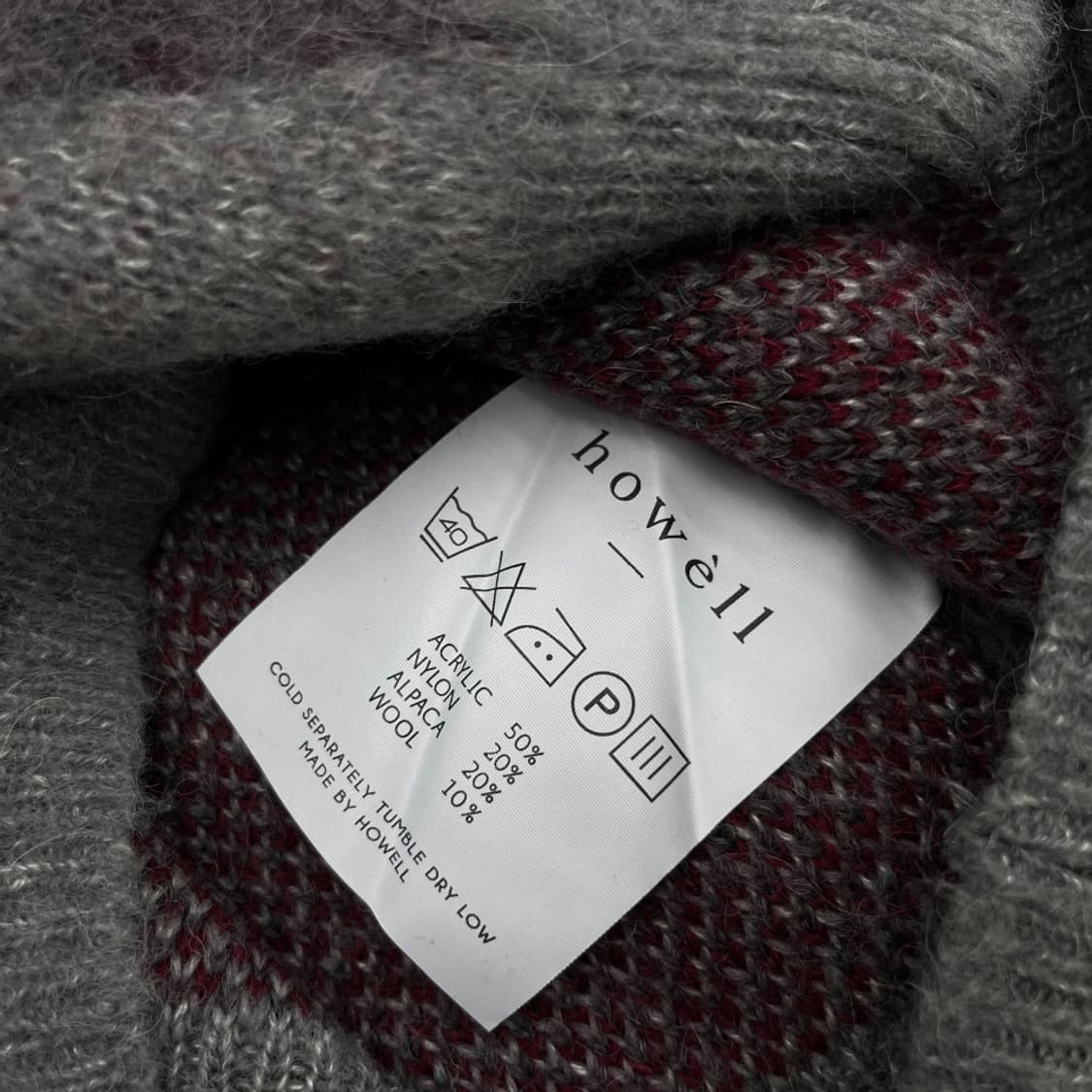 howell 버건디 배색 그레이 앙고라 아가일 니트 상품이미지5