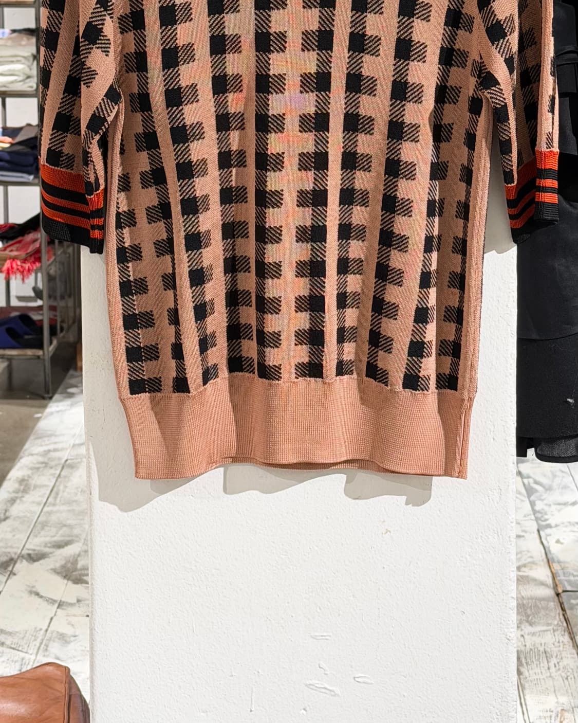 드리스 반 노튼 코퍼핑크 체크 7부 반팔 니트 상품이미지5