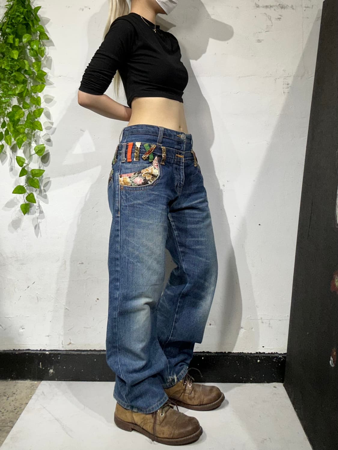 일본 빈티지 부덴 쇼텐 와가라 멀티 힙합 새깅 도킹 펑크 데님 팬츠 XL 상품이미지2