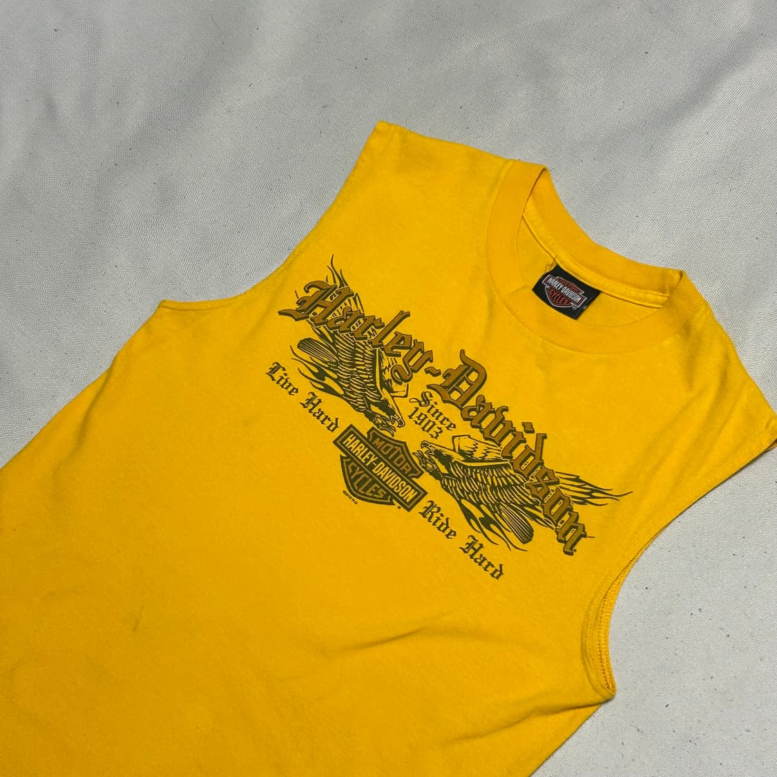 S 할리데이비슨 옐로우 빅로고 프린팅 나시 상품이미지1