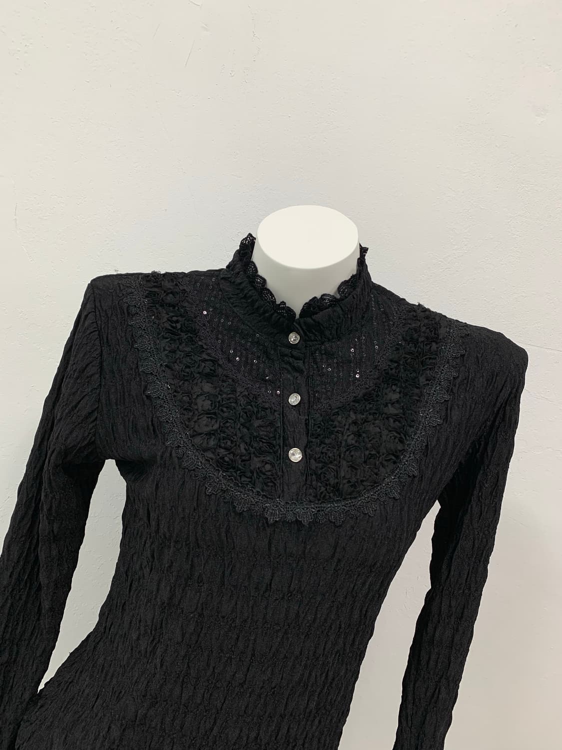 고딕 펑크 고스 레이스 글리터 블라우스 상품이미지2