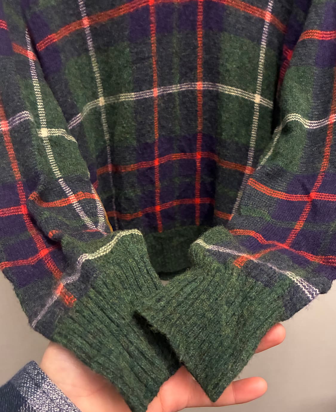 (M)폴로랄프로렌 울 타탄체크 엘보패치 레더 니트 스웨터 상품이미지6