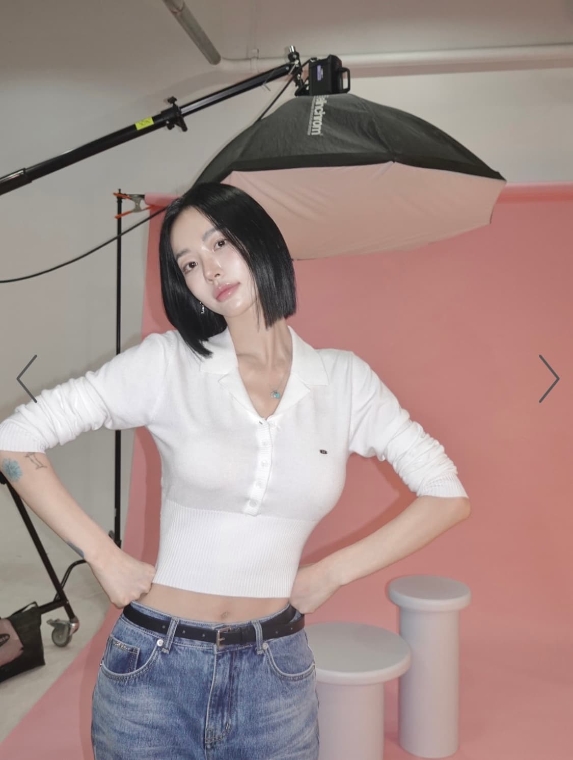 (새상품) 페일제이드 카라 니트 티 화이트  상품이미지1