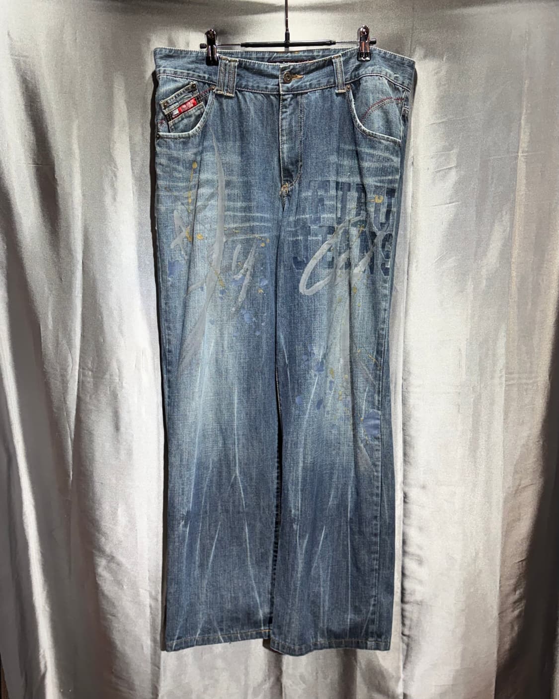 36in FUBU 푸부 더티페인팅 워싱 와이드 데님팬츠 상품이미지3