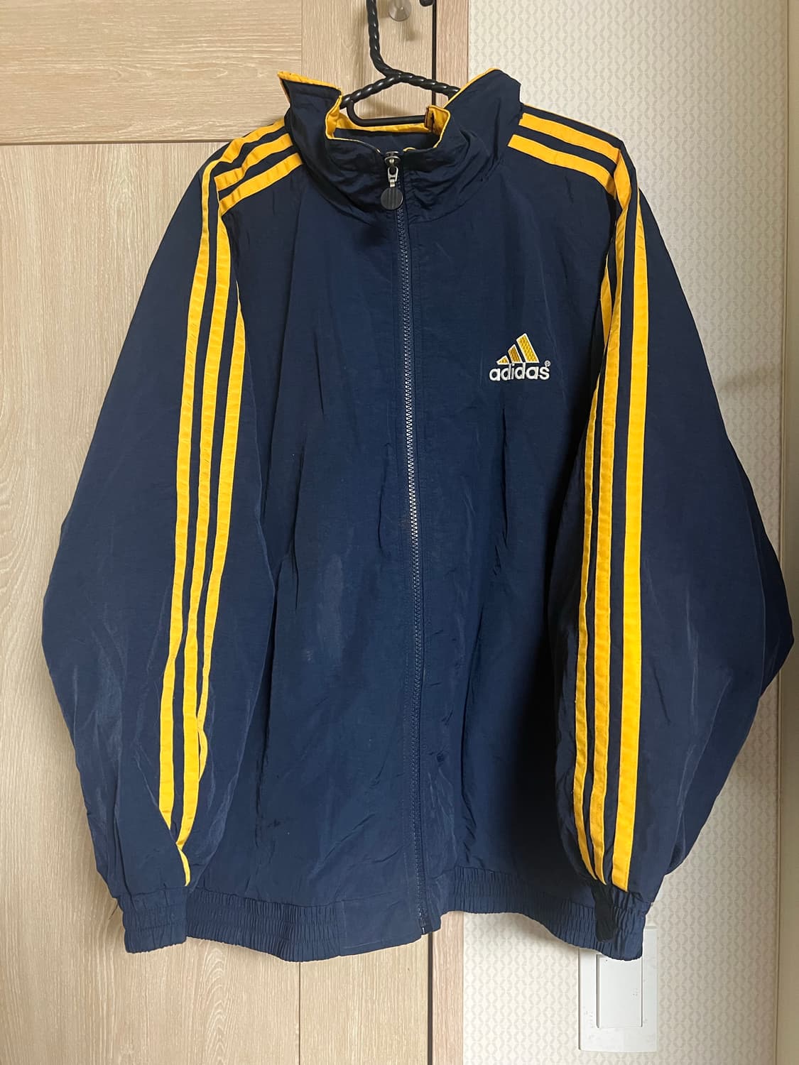 90s 아디다스 올드스쿨 네이비 옐로우 누빔 자켓 상품이미지1