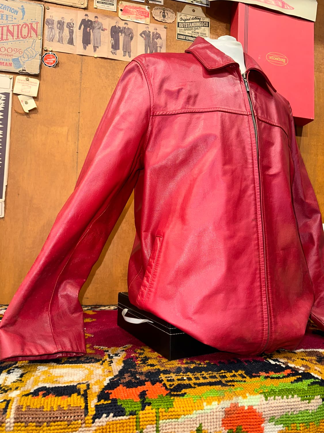( L ) 런던포그 가죽자켓 레더자켓 빈티지가죽 빨강가죽 레드가죽 상품이미지2