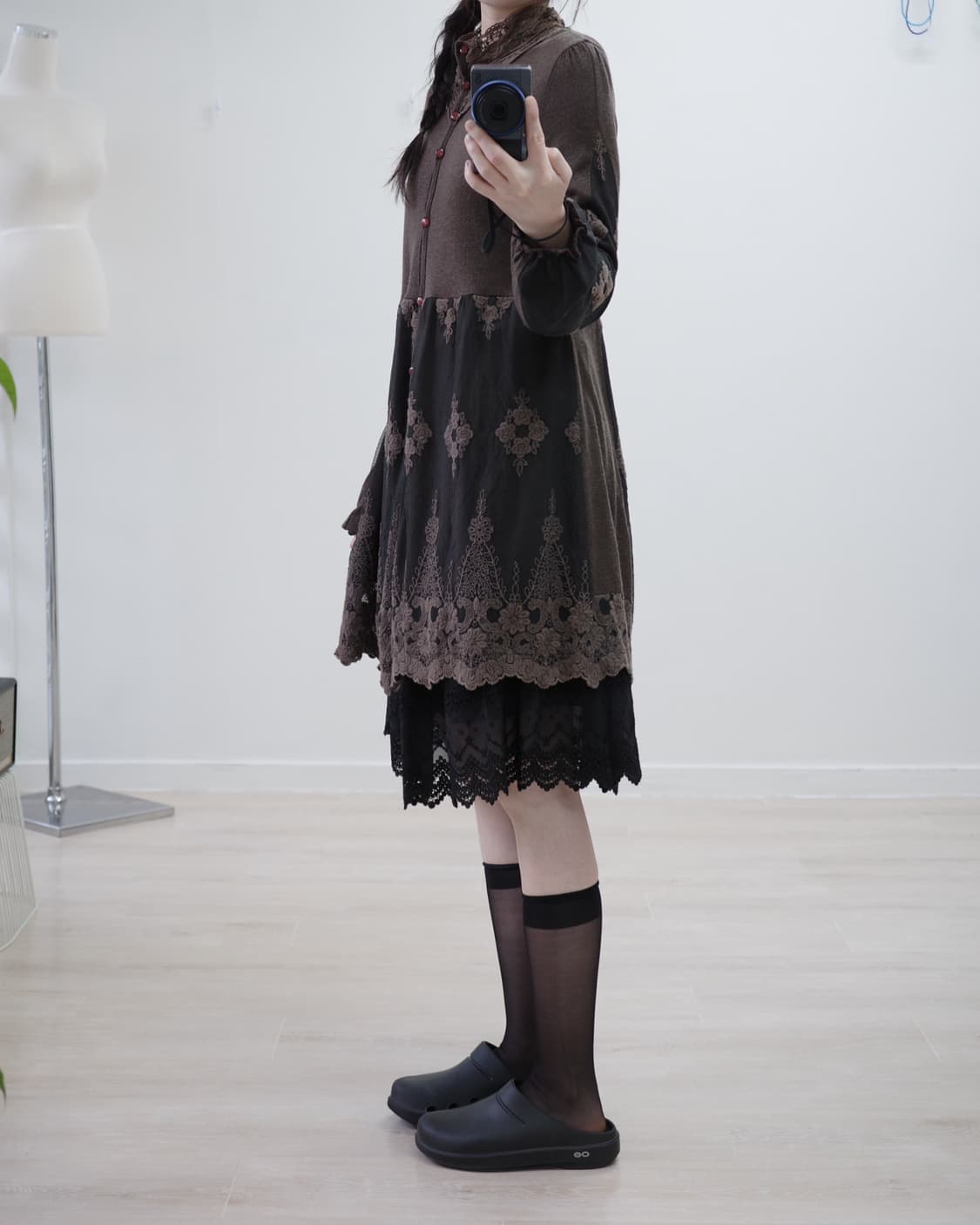 Antique brown lace one-piece 상품이미지7
