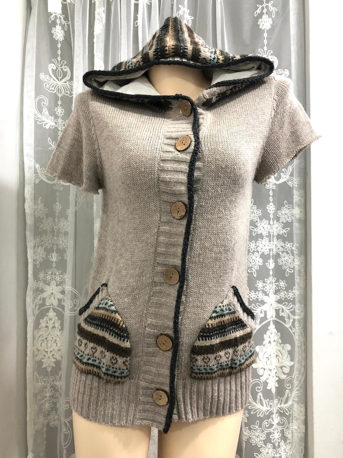 nordic pattern hooded cardigan 상품이미지1