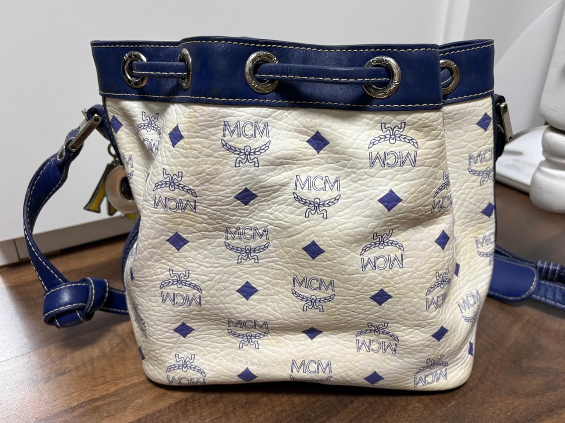 MCM 비세토스 화이트&블루 드로우스트링 버킷백  상품이미지2