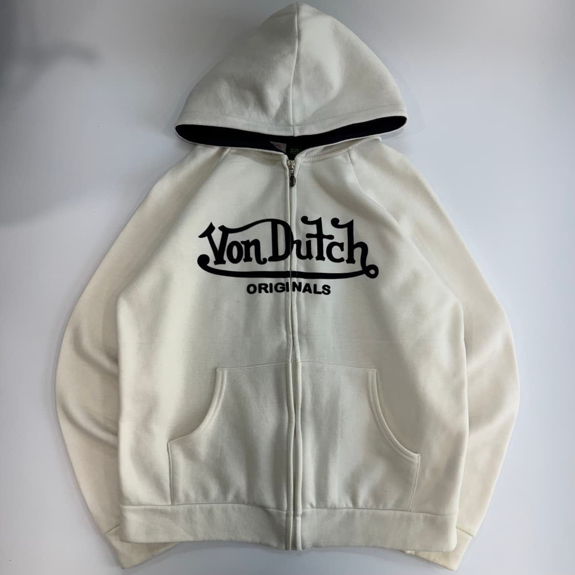 VonDutch 본더치 네이비 로고 아이보리 후드집업  상품이미지3