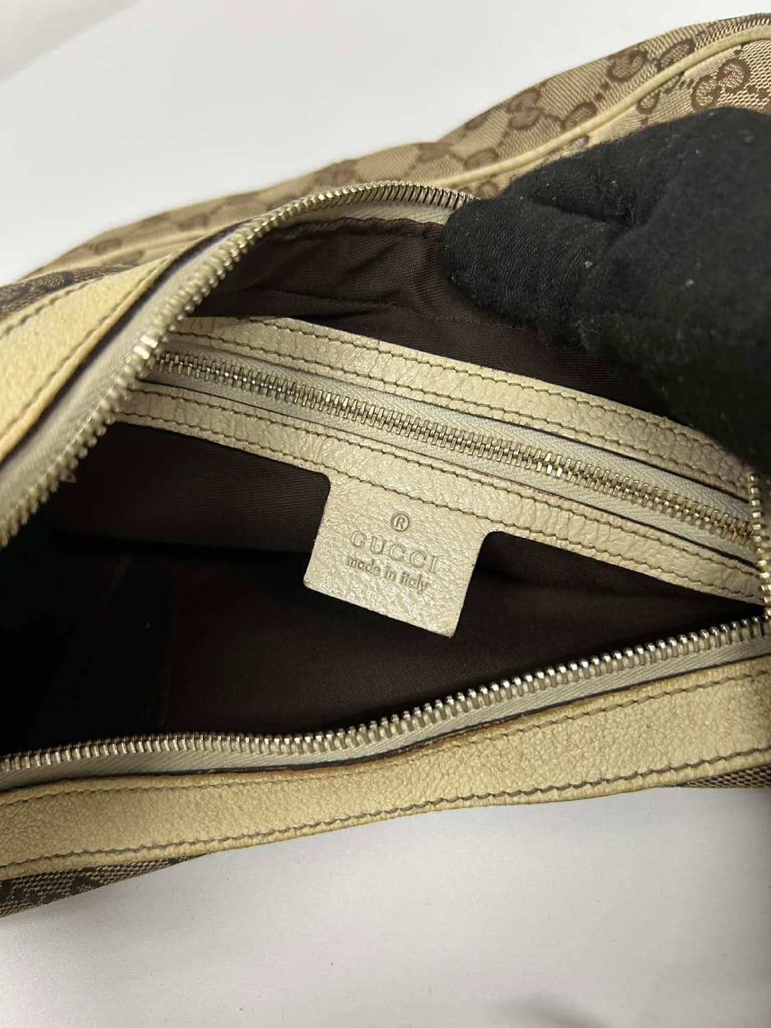 구찌 GG수프림 캔버스 가죽 트림 호보 숄더백 토트백 상품이미지7