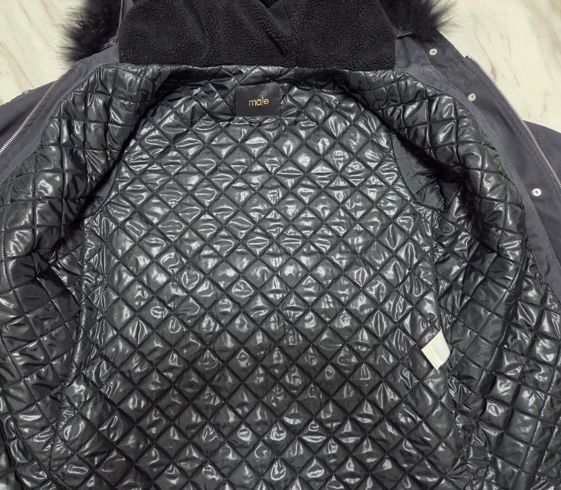 마쥬 가죽 트림 후드 코트 상품이미지3