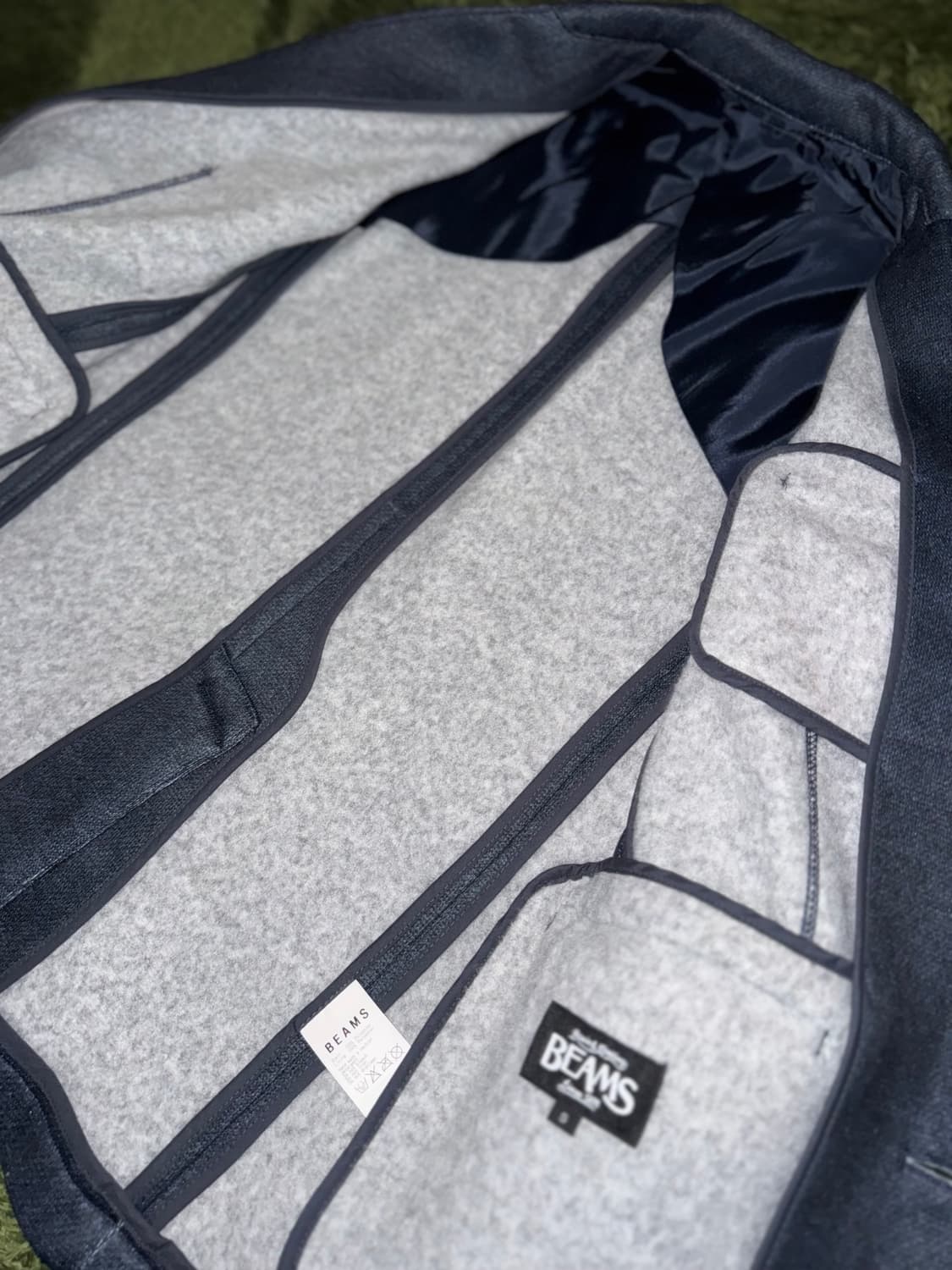 [S] BEAMS 빔즈 폴리 텍스쳐드 블레이저 자켓 네이비 상품이미지4