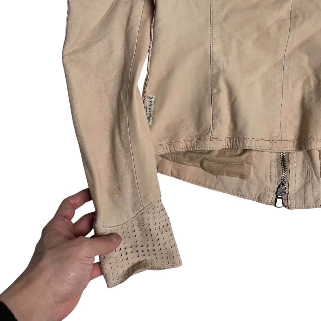 Armani jeans 펀칭 레더 집업 자켓 상품이미지6