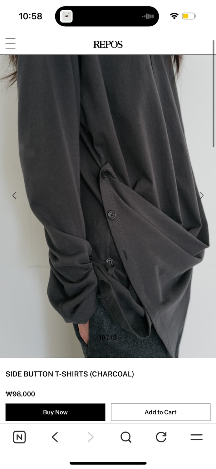 리포스 사이드 버튼 티셔츠  상품이미지4