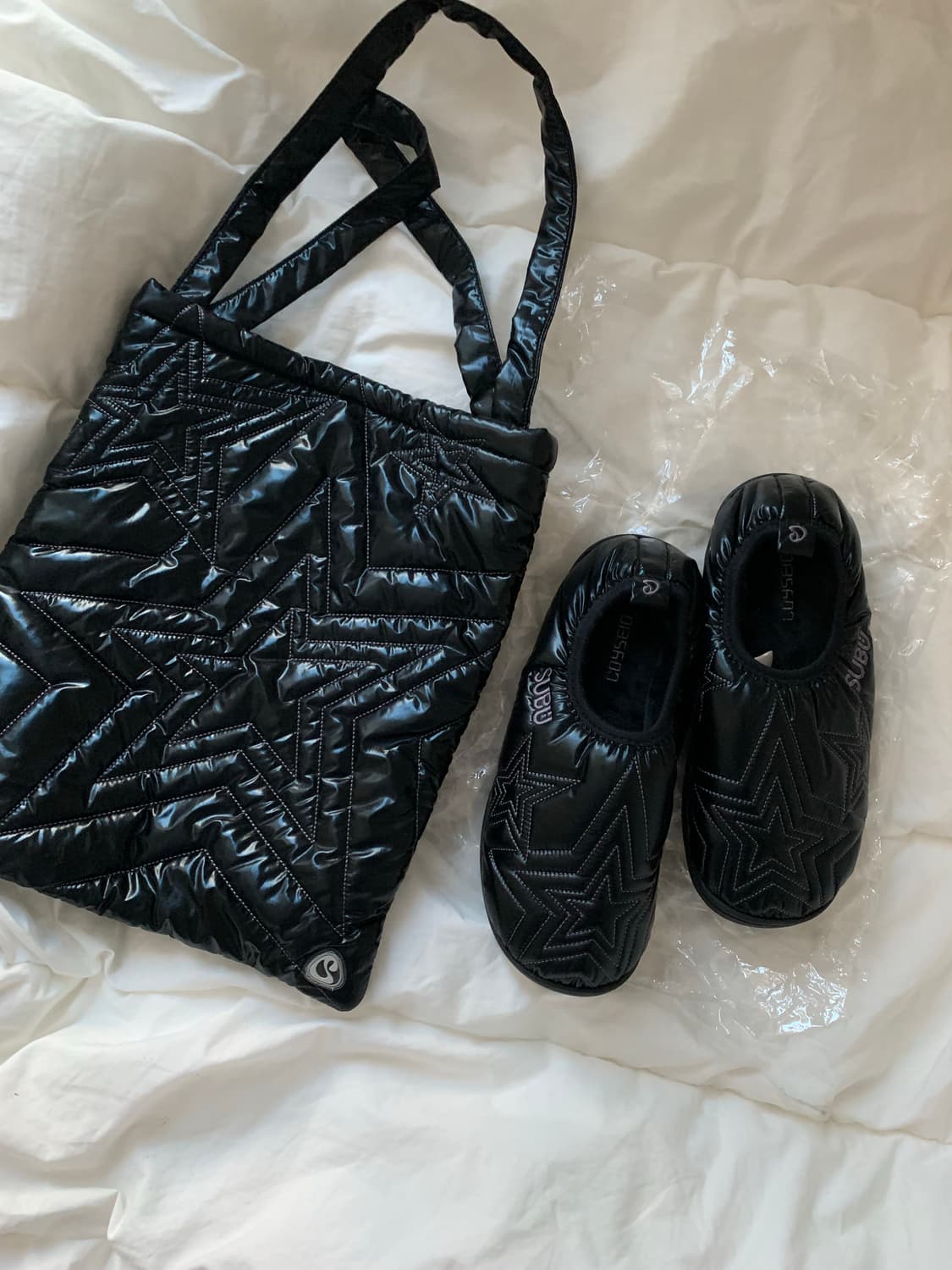 (새상품) 코이세이오 스부 멀티 스타 패딩 슈즈 + 가방 블랙 0사이즈 상품이미지2