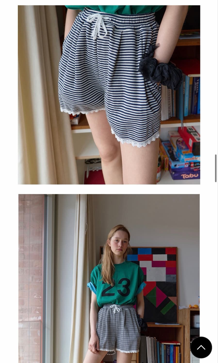 노컨텐츠 반바지 197. Stripe Lace Shorts_Navy 상품이미지2