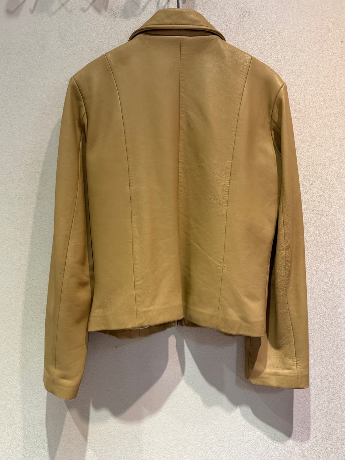 Vintage Beige Sheepskin Leather Jacket 상품이미지2