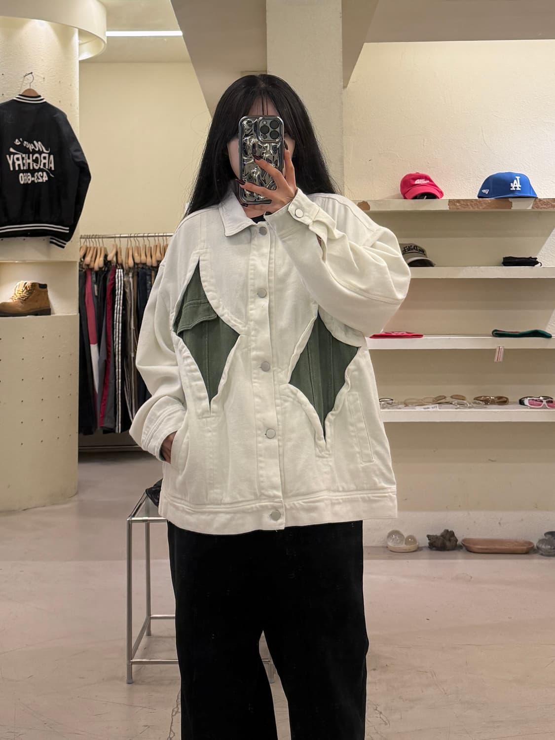 빈티지 스타일 화이트 데님 자켓 U1497 상품이미지1