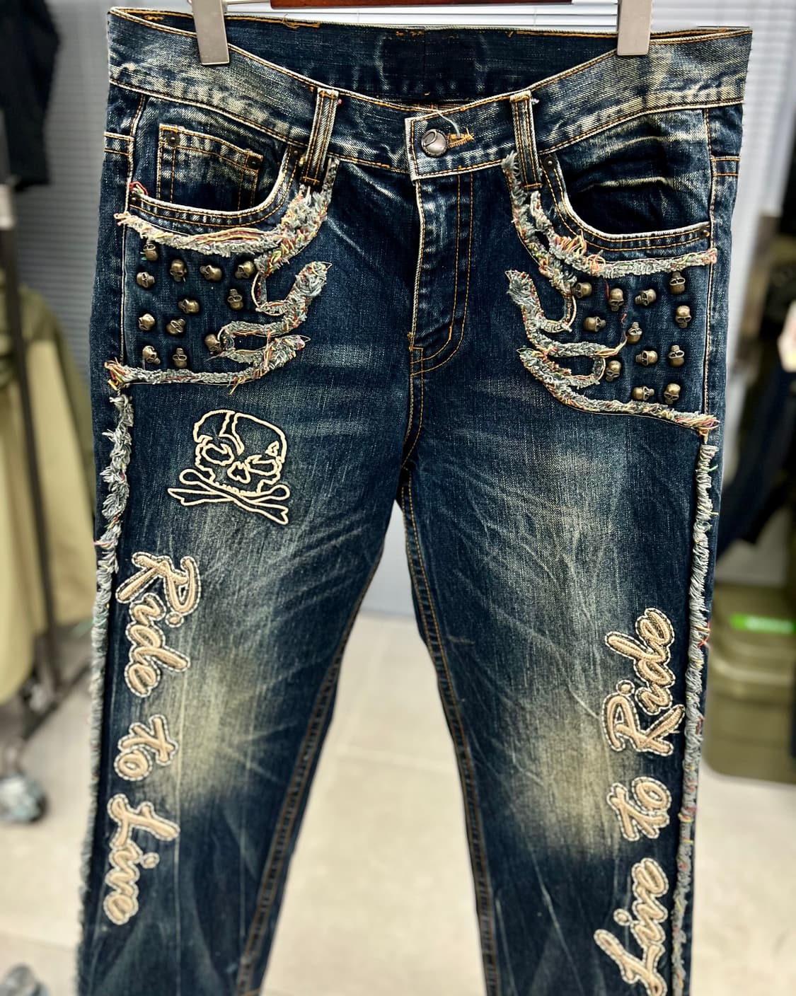 "Ride to Live, Live to Ride"  워싱자수 PANT 상품이미지3