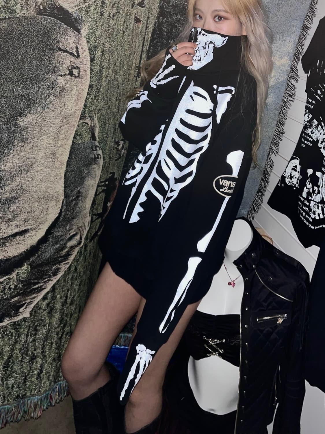 밴슨 오버핏 풀 아트워크 본 후드집업 상품이미지4