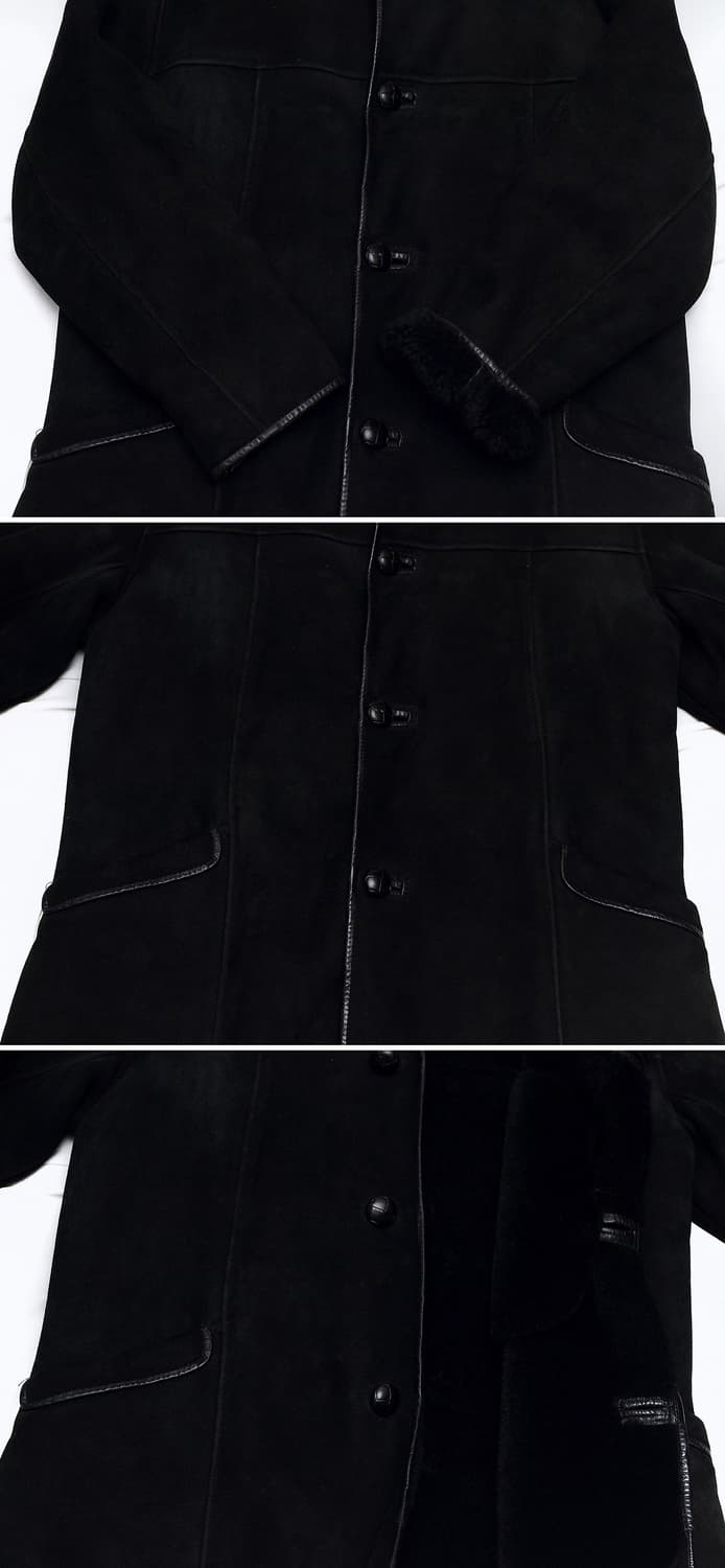 널시 잉글랜드 핸드메이드 블랙 쉽스킨 무톤 코트 자켓 (L / 105+) 상품이미지5