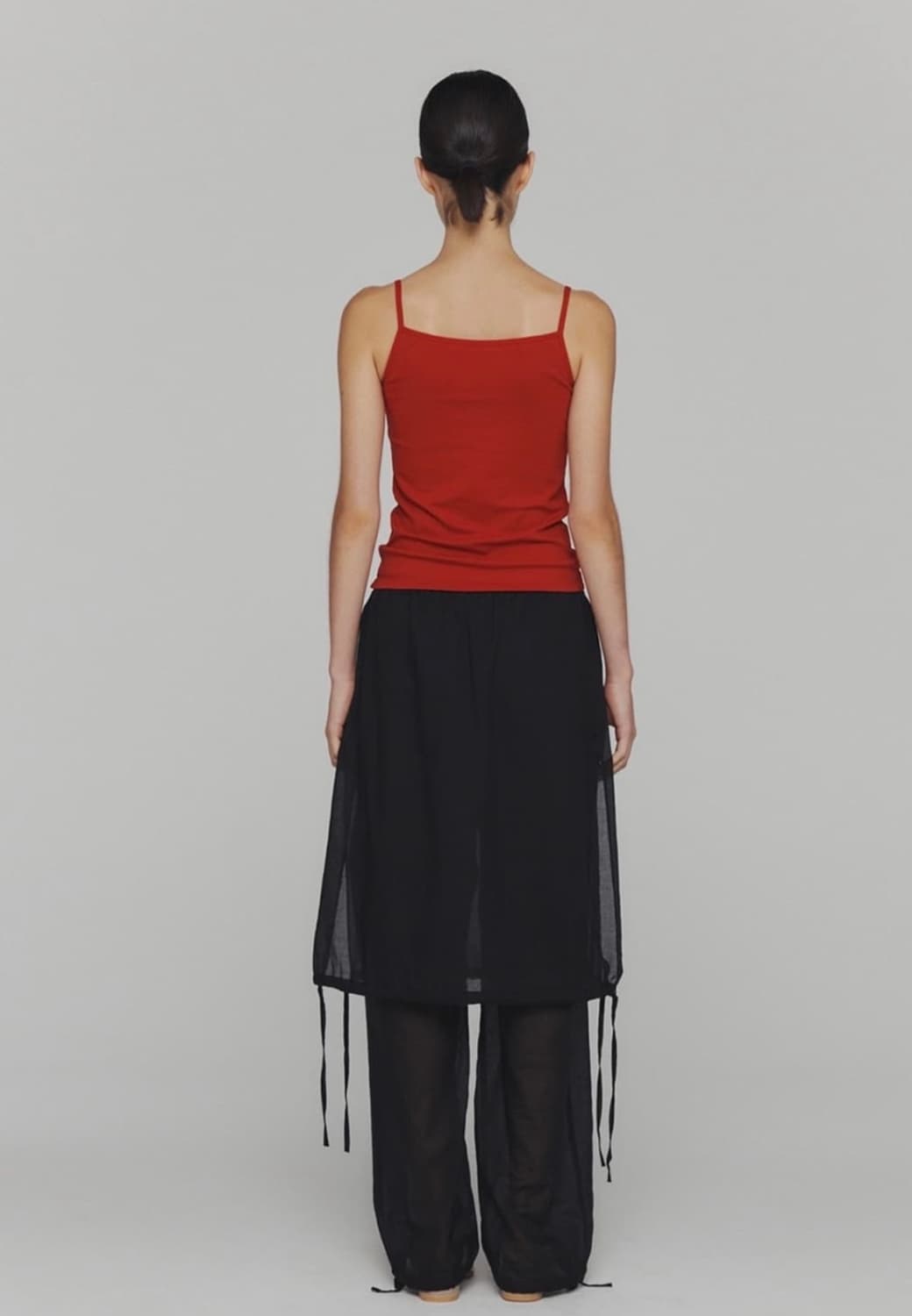 아모멘토 밴딩 쉬어 블랙 레이어드 밴딩 팬츠 상품이미지3