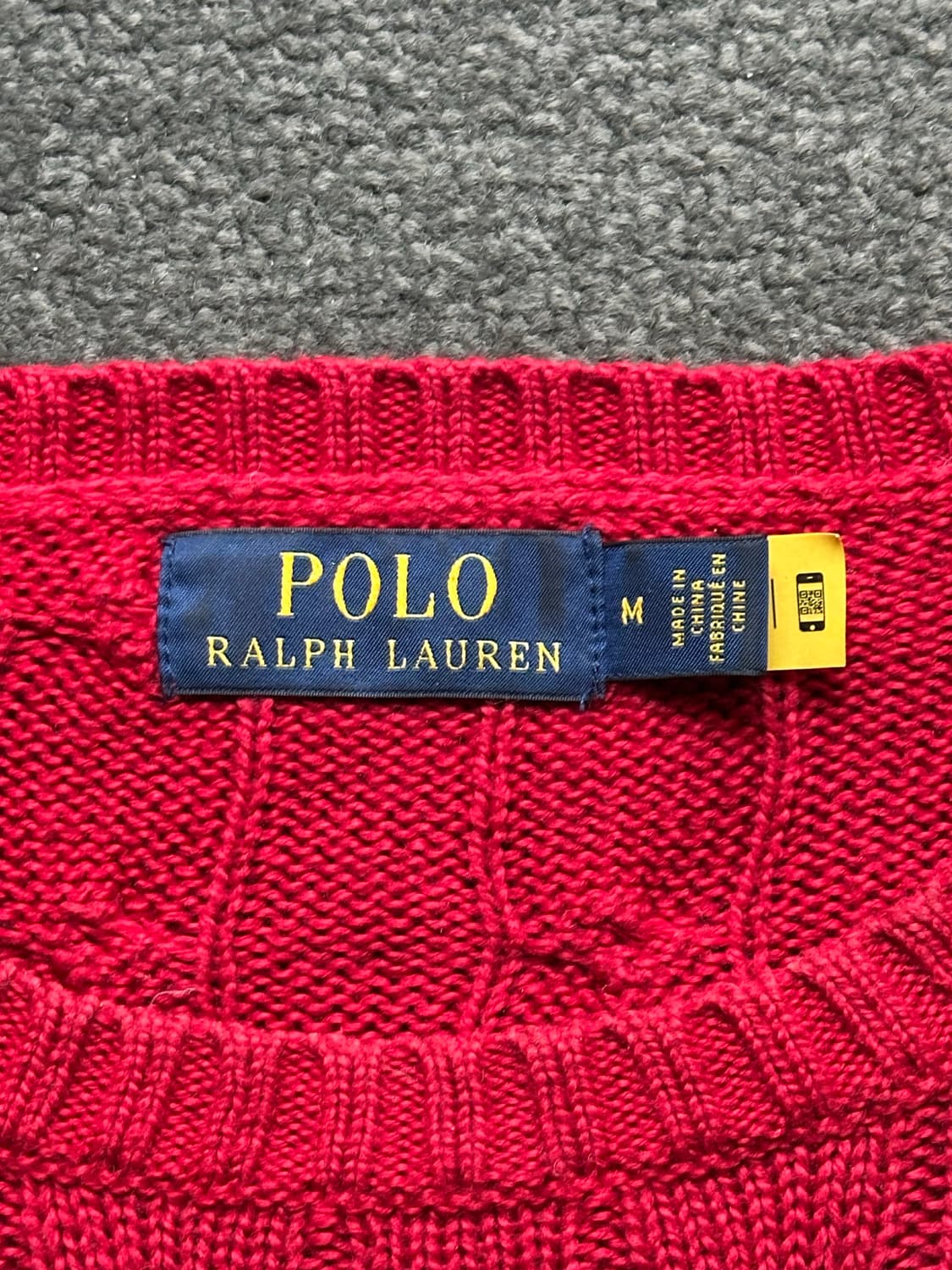 폴로 랄프로렌 케이블 니트 레드 M 상품이미지3