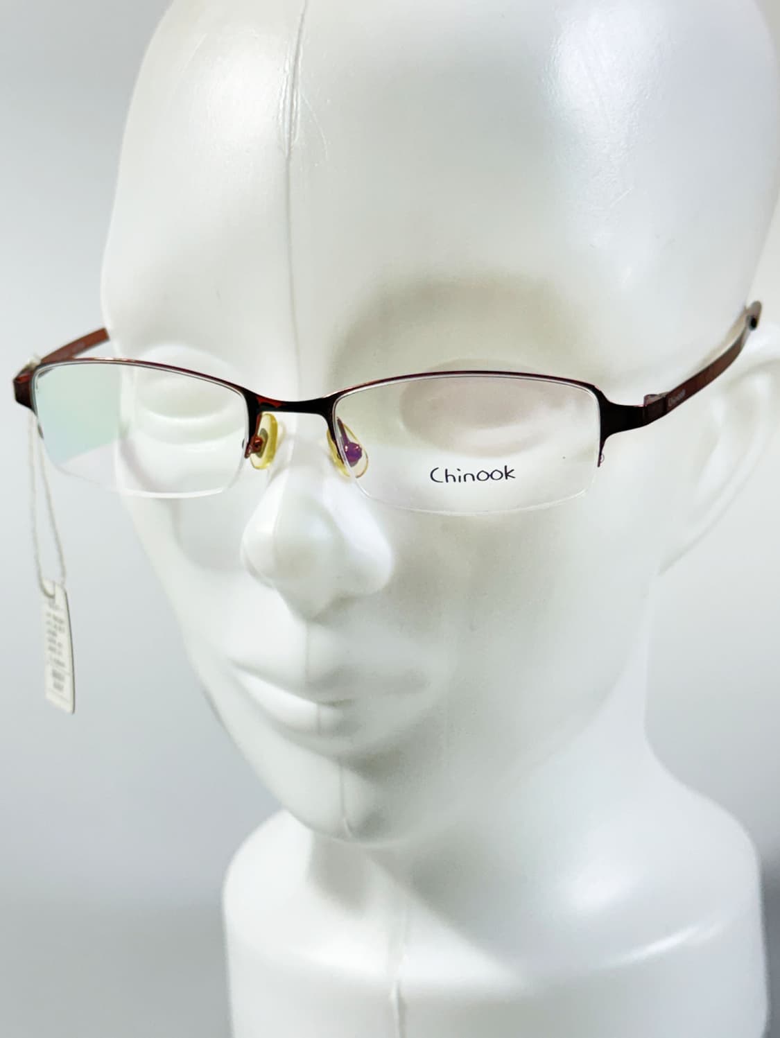 CHINOOK 브라운 메탈 반무테 스퀘어 빈티지 안경 상품이미지8