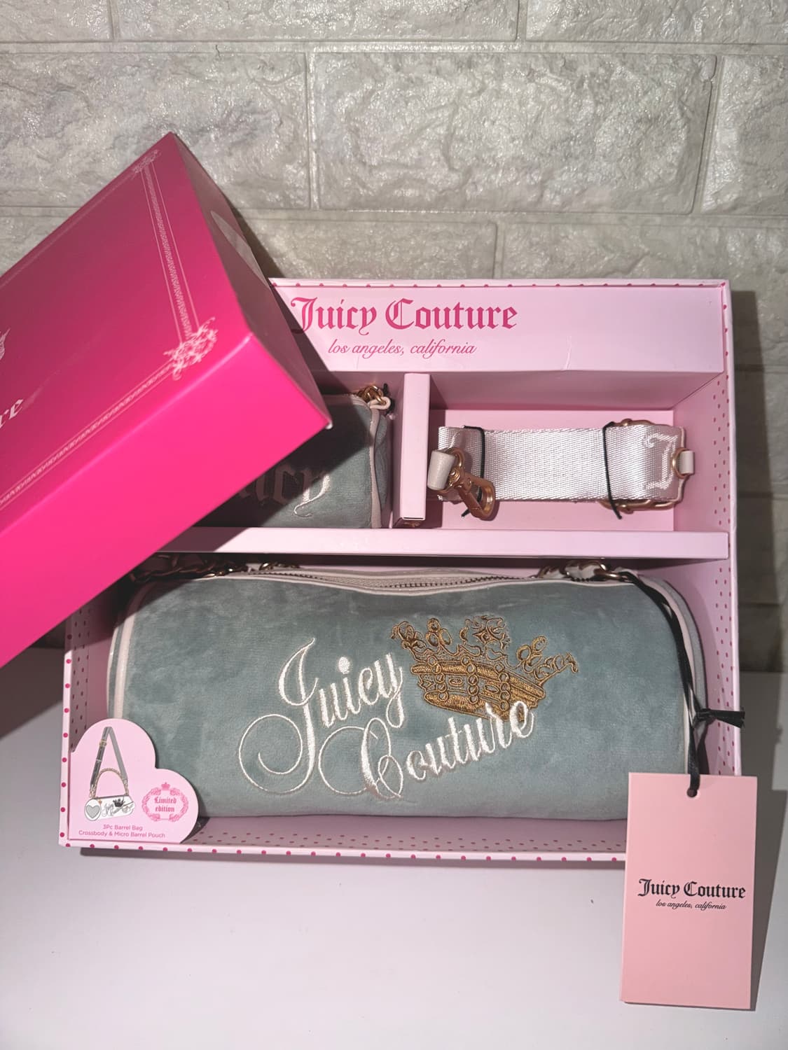 쥬시꾸뛰르 배럴백/하늘색 희귀매물/2way/챰•스트랩 포함 상품이미지2