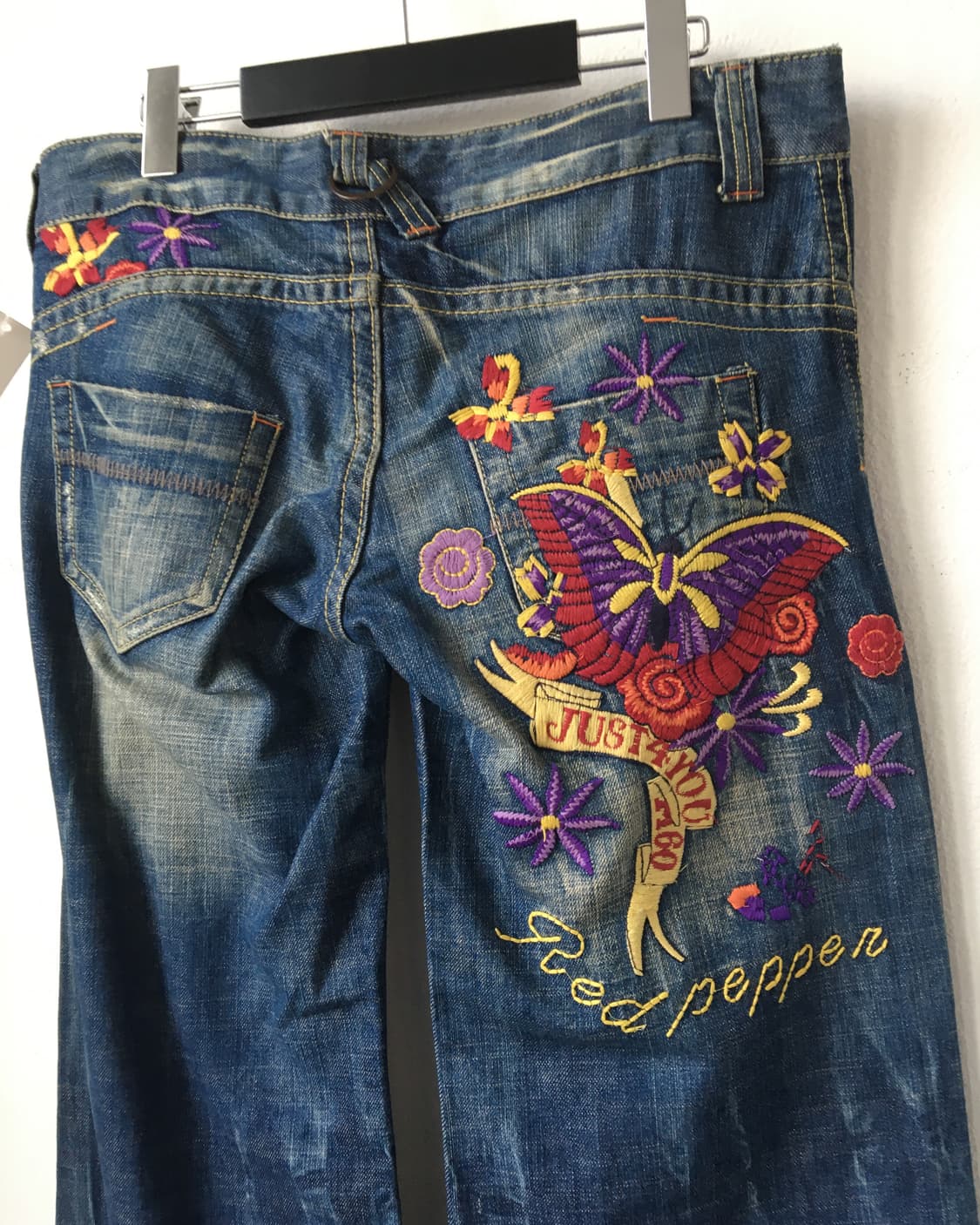 Red pepper back needle work point denim  상품이미지3