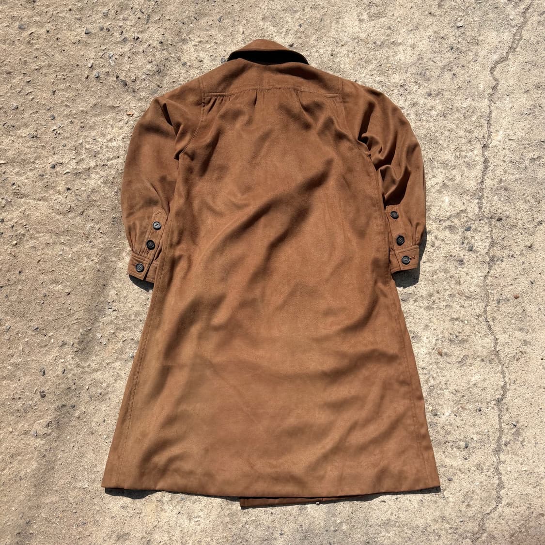 (M) 90s 재팬 입생로랑 레이디 브라운 싱글 버튼 스웨이드 코트 상품이미지3