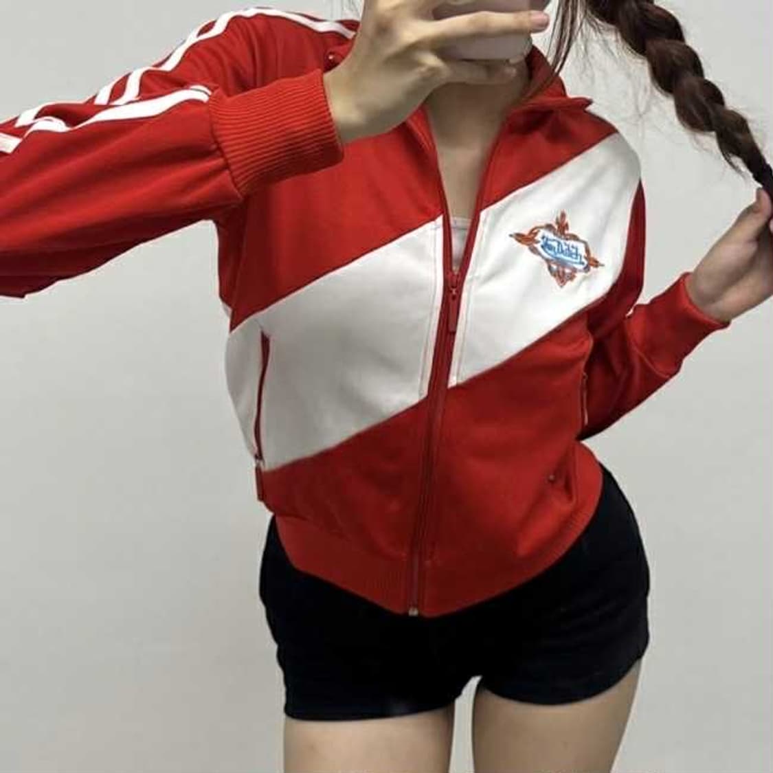 Vondutch 본더치 세미크롭 흰빨 걸즈 트랙탑 희귀져지 상품이미지1