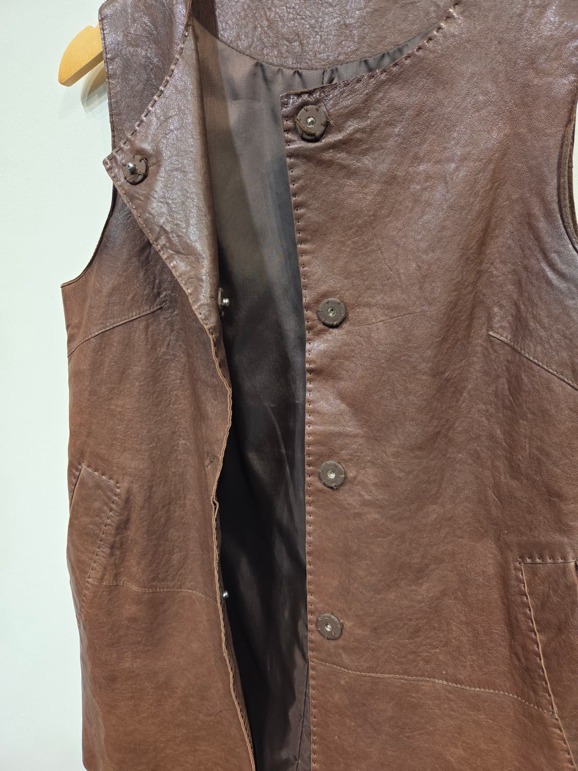 이탈리안 램스킨(양가죽) 스티치 레더 베스트 상품이미지7