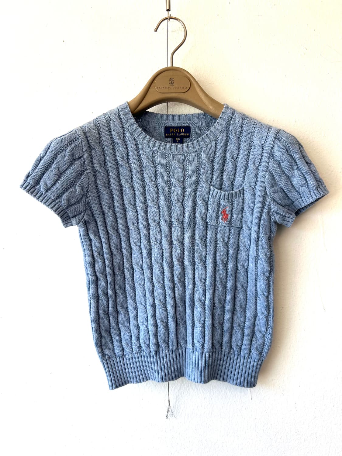 폴로랄프로렌 키즈 스카이블루 라운드니트 반팔케이블니트 상품이미지2