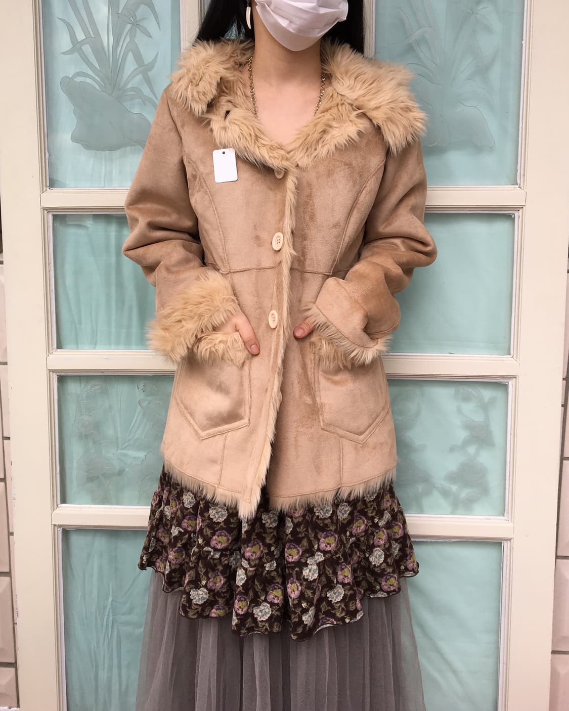 Fake fur hood caot 상품이미지1