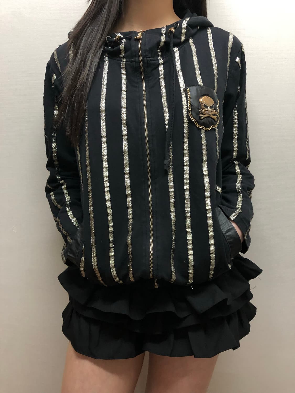 빈티지 블랙 펑크 스컬 후드집업 상품이미지7