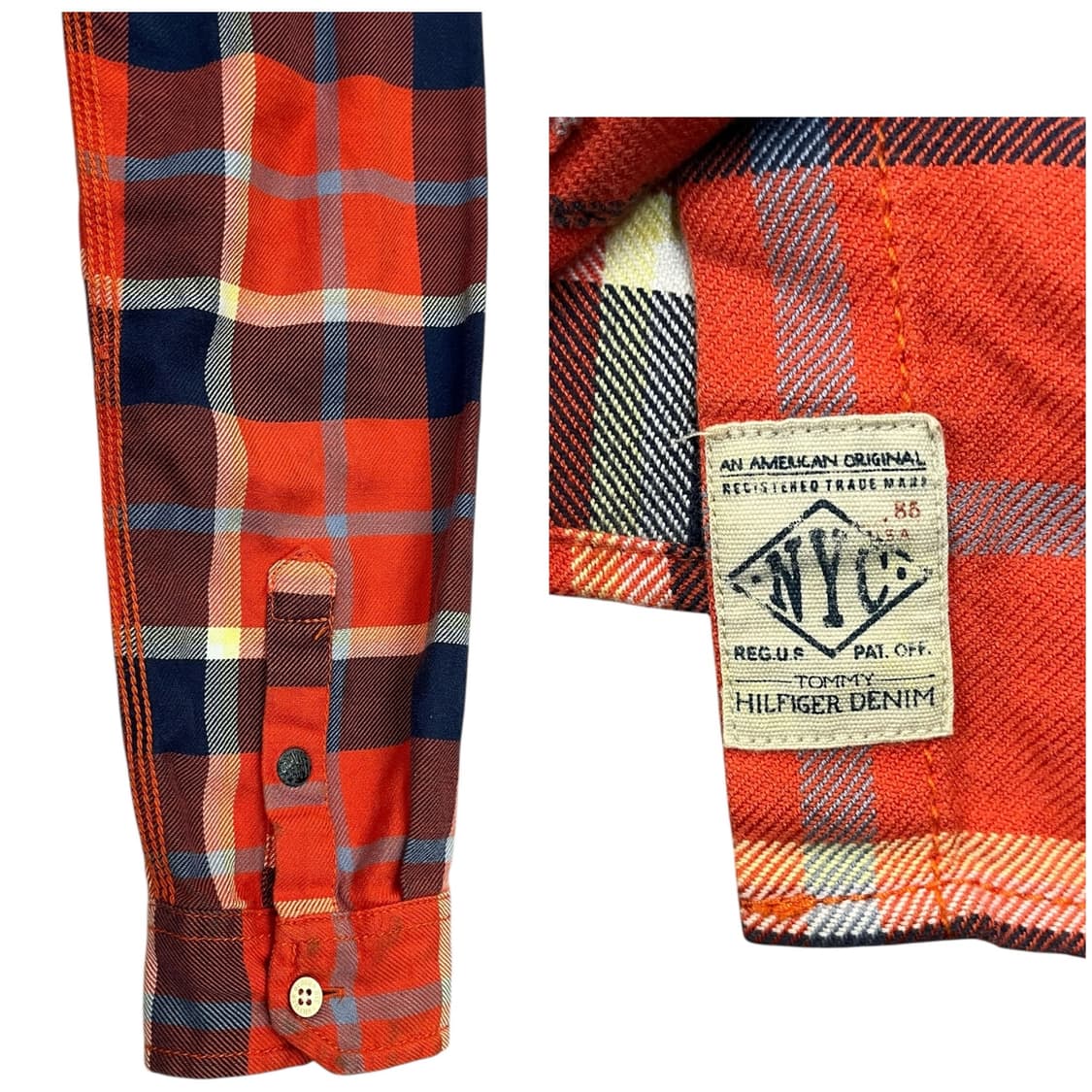 타미힐피거 버튼 체크 셔츠 레드 M #csz2079 상품이미지5