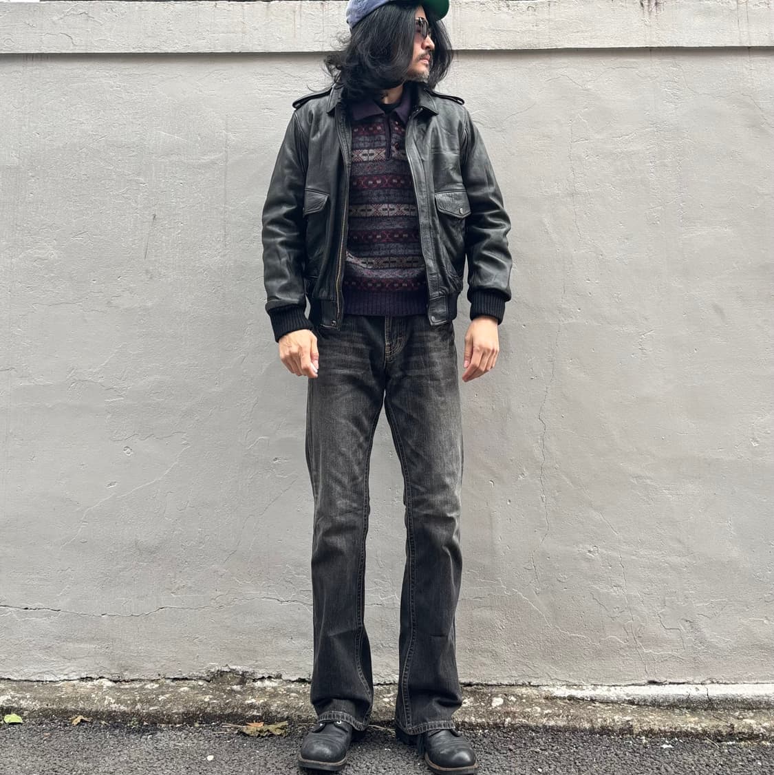 90년대 일본 a-2 가죽 자켓 상품이미지8