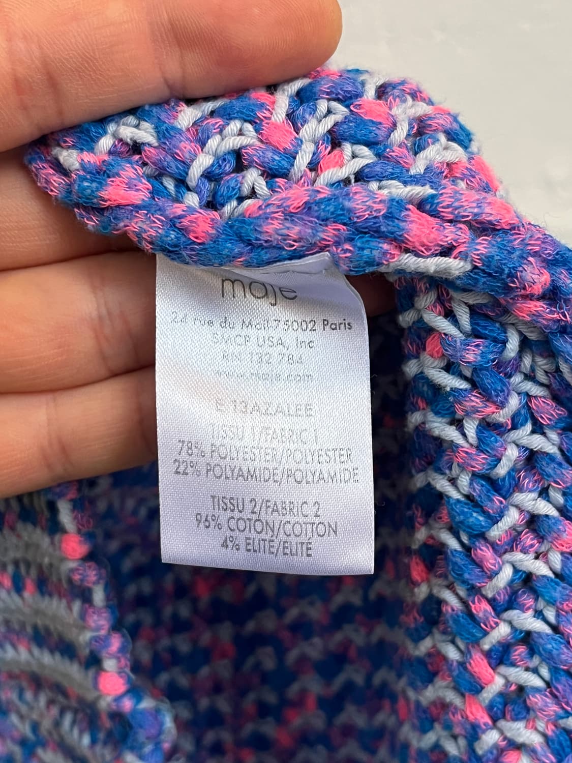 Maje 블루 핑크 라운드 니트 스웨터 1 상품이미지5