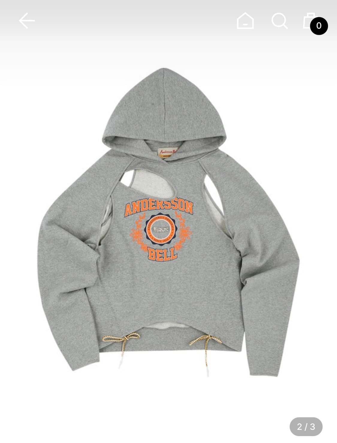 앤더슨벨 컷아웃 후드티 S/M 멜란지 그레이 상품이미지2