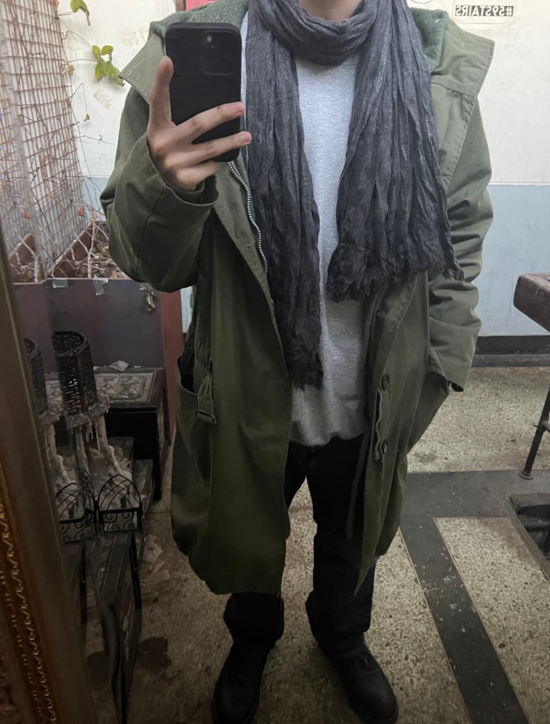 빈티지 머플러 다크그레이 상품이미지1