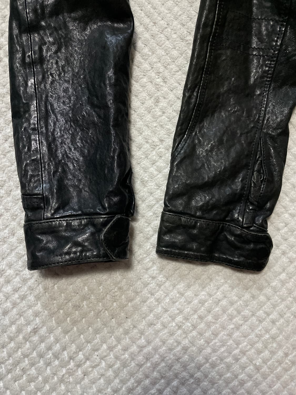 T.I FOR MEN 웨스턴 무드 램스킨 양가죽 절개 포켓 레더 자켓 상품이미지8