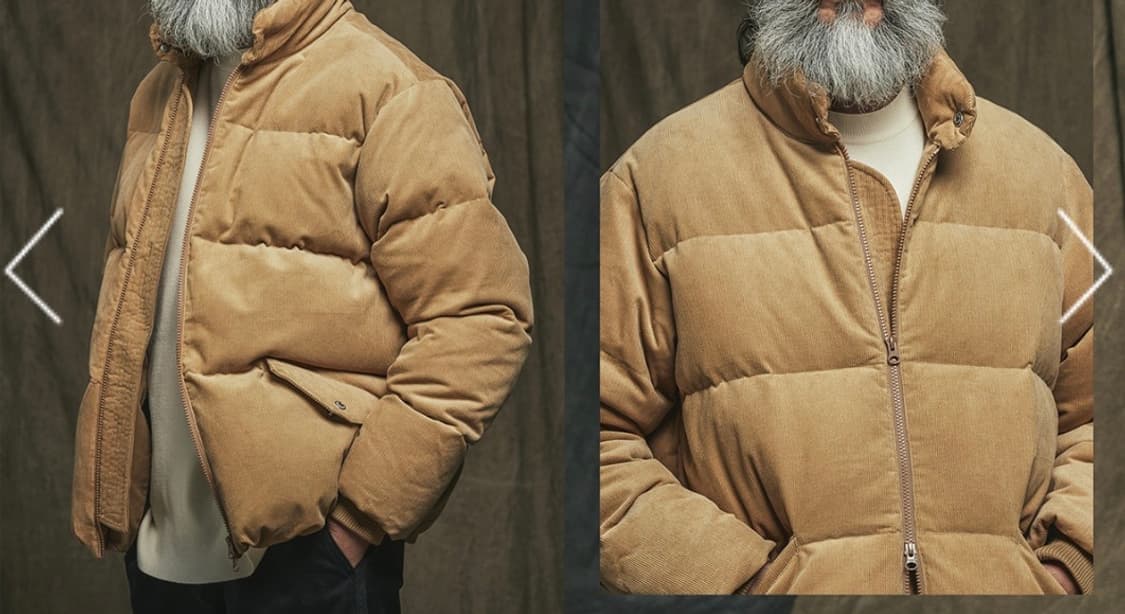 프리즘 웍스 코듀로이 구스 다운 점퍼 패딩L 상품이미지2