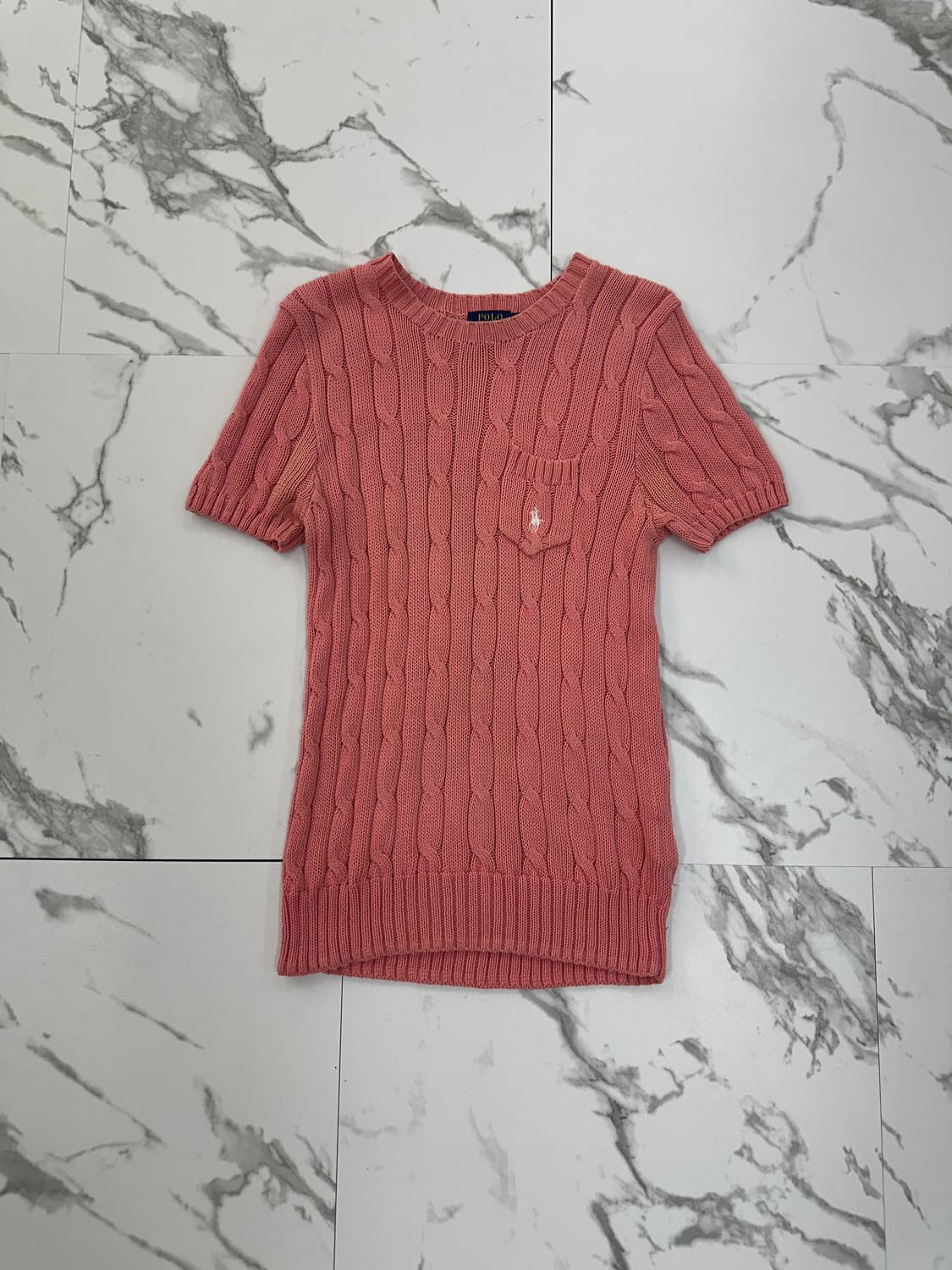 폴로 랄프로렌 피마코튼 반팔 케이블 니트 상품이미지1