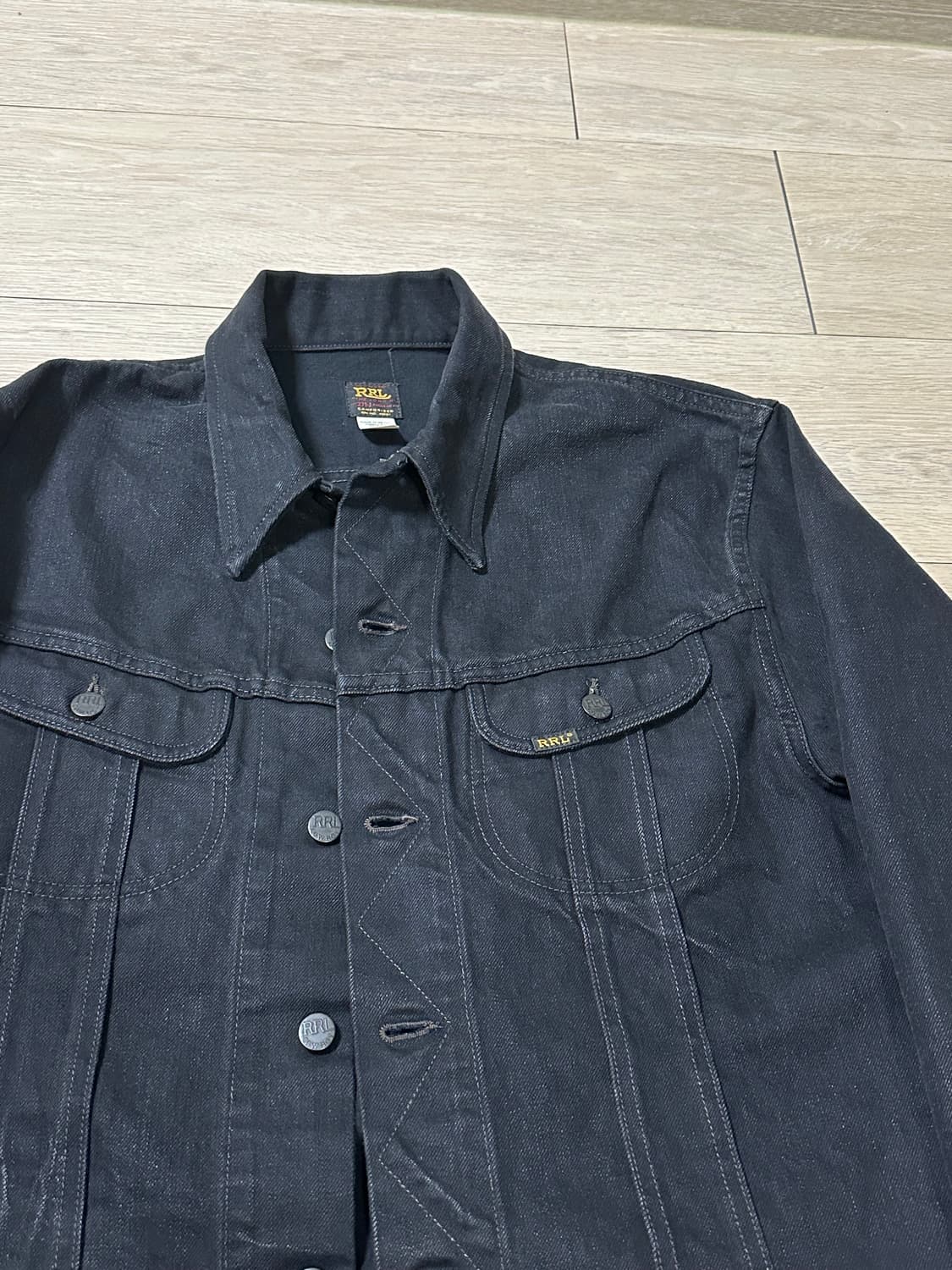 더블알엘 데님 트러커 재킷 블랙 L 사이즈 상품이미지2
