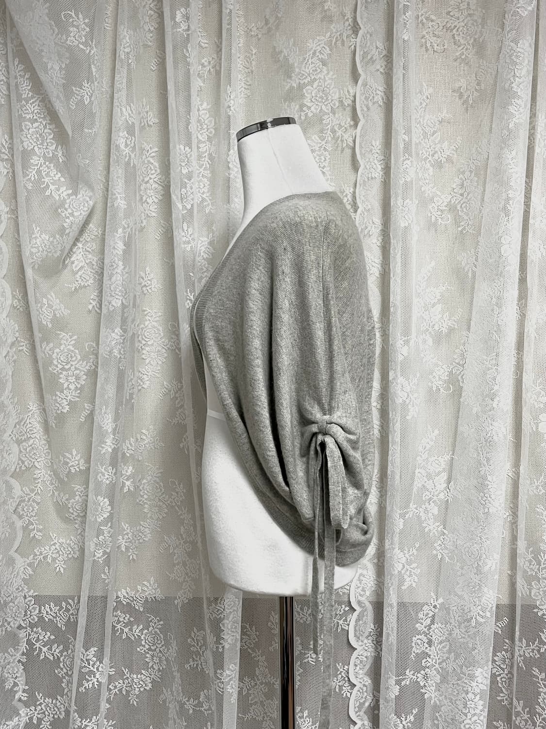 S) 캘빈클라인 CK 캐시미어 100 볼레로 가디건 그레이 상품이미지2