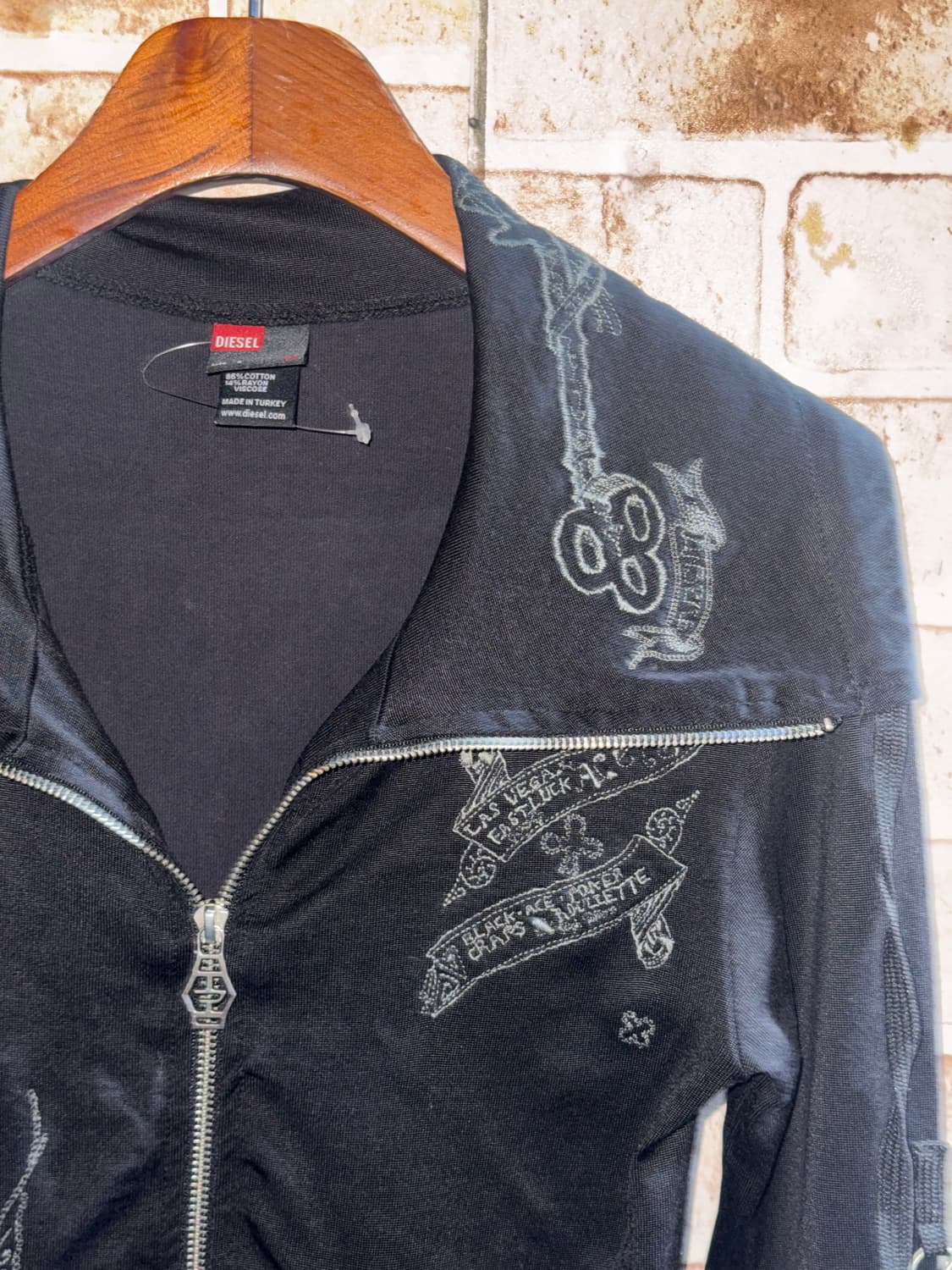 디젤 오리엔탈 프린팅 딱붙 하이넥 집업  상품이미지4