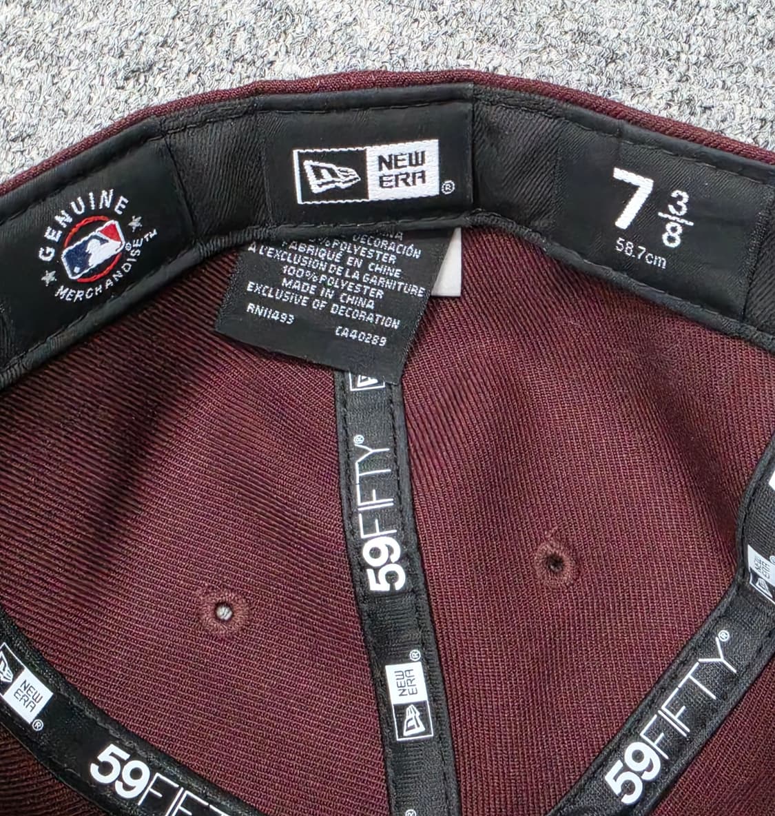 뉴에라 뉴욕 양키즈 59FIFTY 마룬컬러 스냅백 모자 58.7cm 상품이미지8