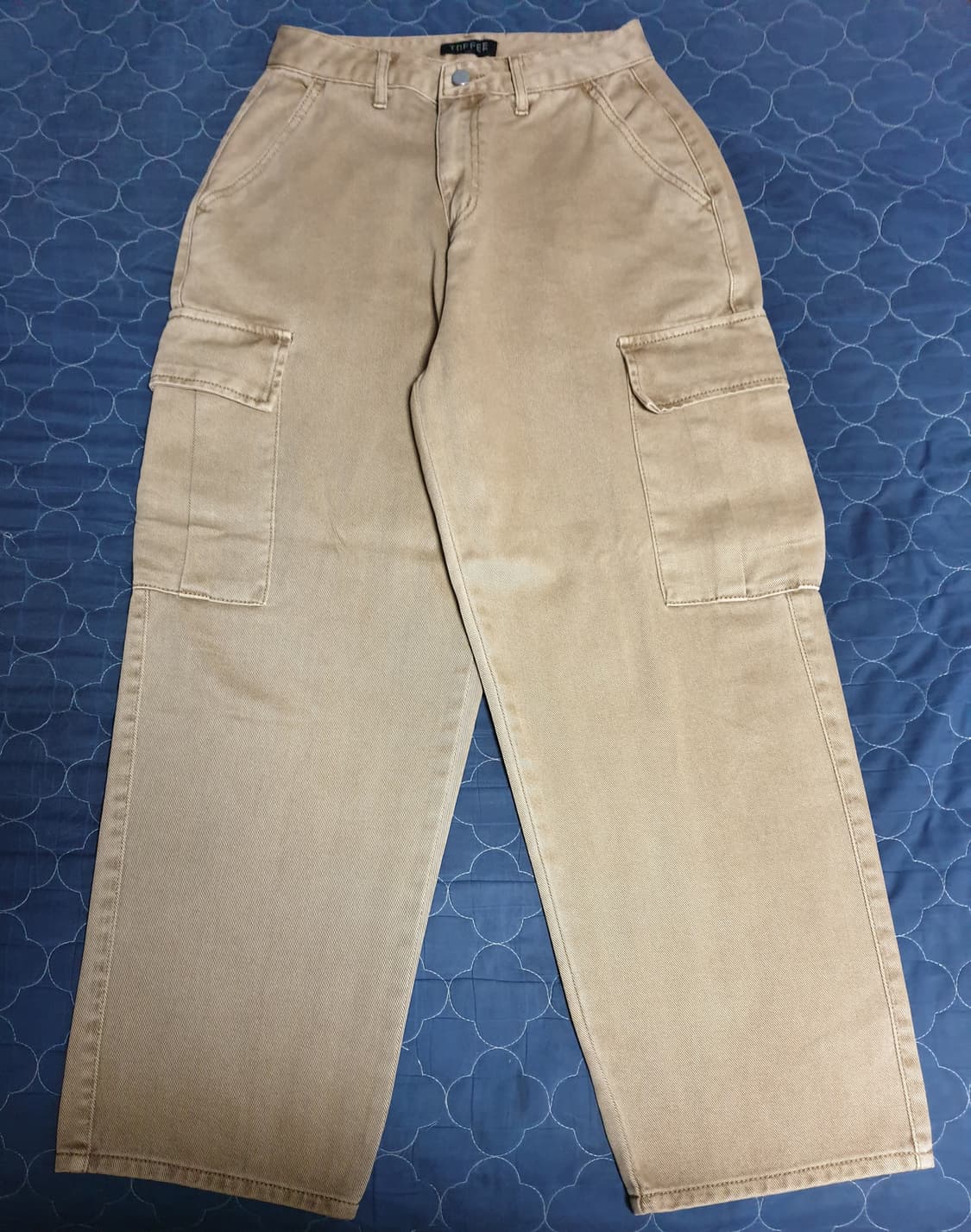 토피 가먼트 다잉 와이드 데님 카고팬츠 베이지 (S) 상품이미지2